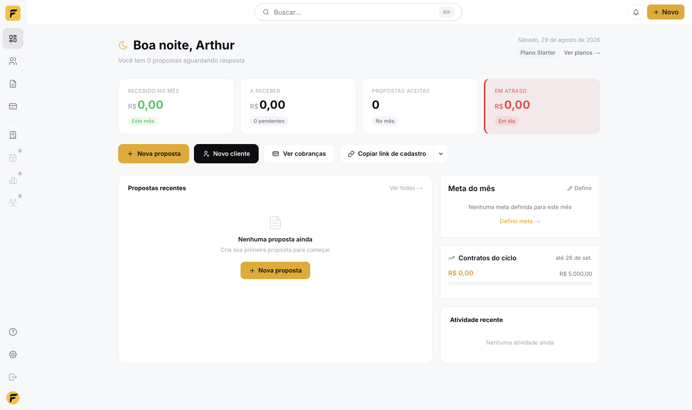 Dashboard Flowlance em tempo real