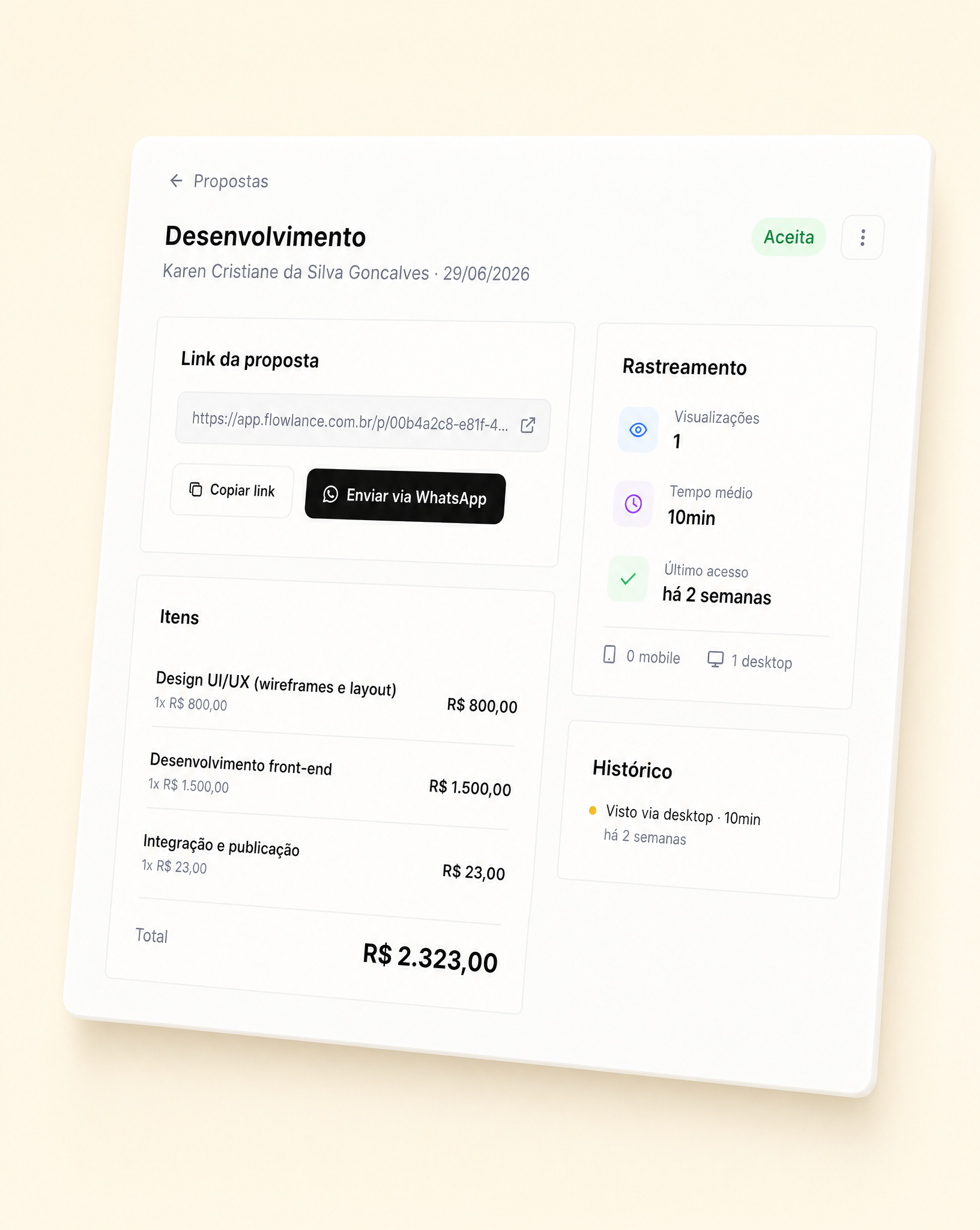 Proposta com rastreamento de visualizações